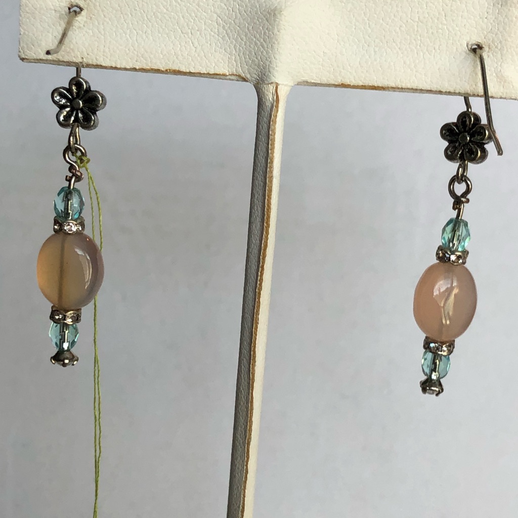 Pink Chalcedony Faceted Apatite With Crystals In Sterling Earrings 44$